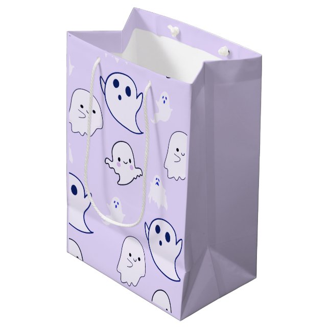 Super söta vita spöken lila Halloween (Framsidan Vinklad)