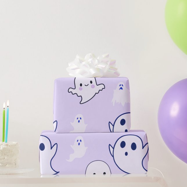 Super söta vita spöken lila Halloween Presentpapper (Festgåvor)