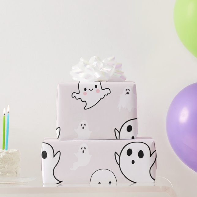 Super söta vita spöken Ljusbeige Halloween Presentpapper (Festgåvor)