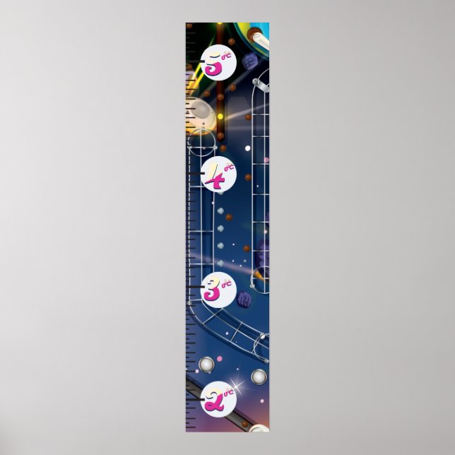 Super Space Flippermaskintillväxtdiagram. Poster (Framsidan)