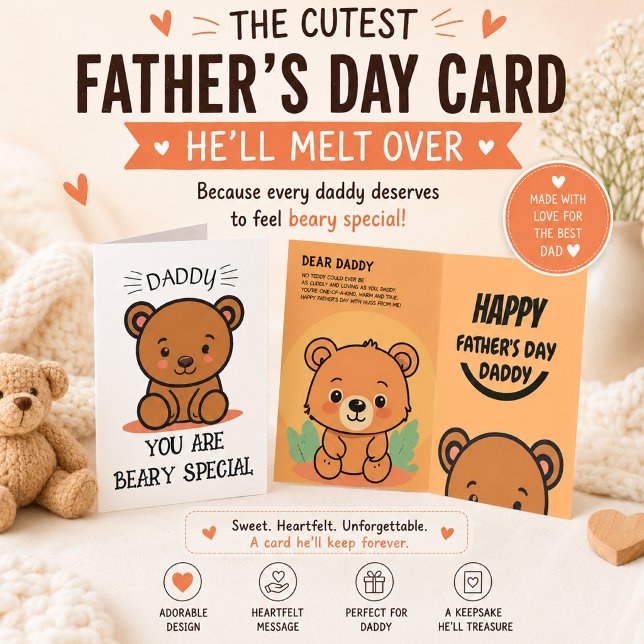 Super speciell pappa, teddybjörnens fars dag tack kort (Skapare uppladdad)