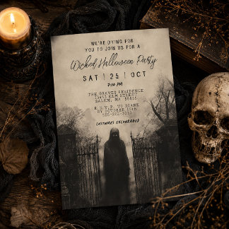 Super Spooky Grim Reaper Wicked Halloweenfest Inbjudningar