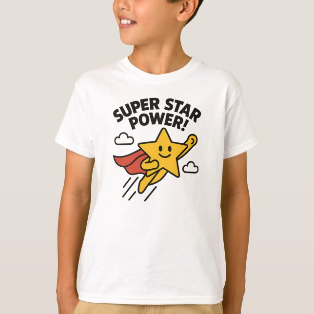 Super Star Power Cute Yellow Hero Design T Shirt (Framsida)