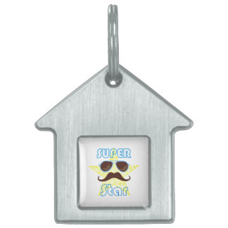 Super Star with sunglasses and mustache ID-bricka Husdjur