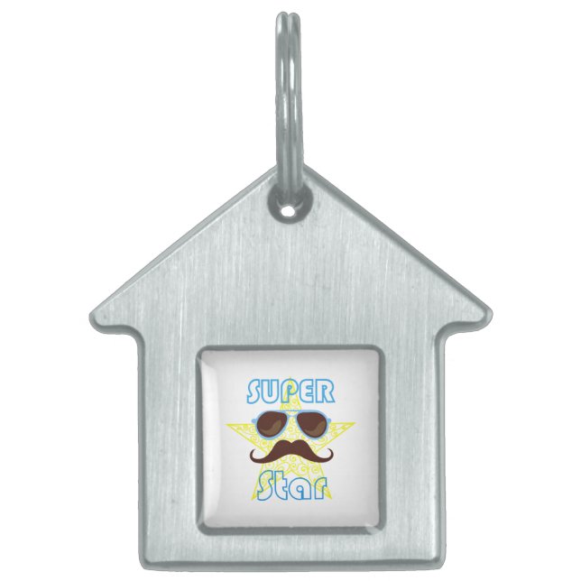 Super Star with sunglasses and mustache ID-bricka Husdjur (Framsidan)