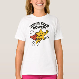 Super Stjärnkraft Söt Gul Hjälte Design T Shirt