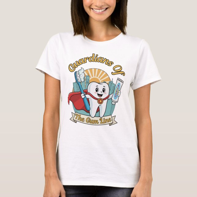 Super Tand Hjälte Tandläkartröja T Shirt (Framsida)