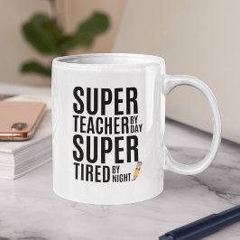 Super Teacher By Day Funny Teacher Kaffemugg
