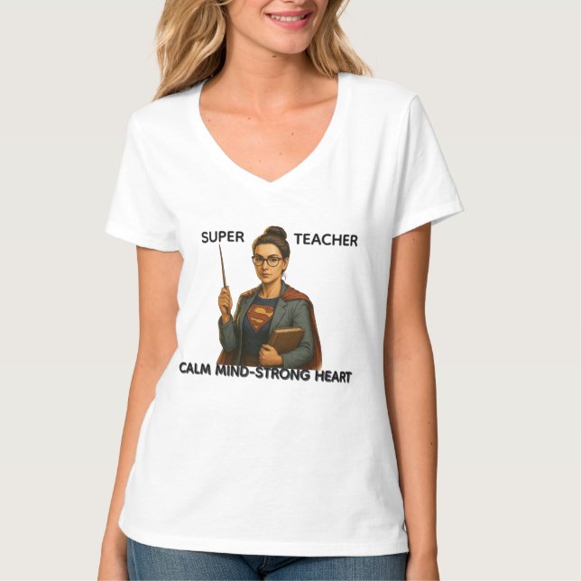 Super Teacher: Calm Mind - Strong Heart  T-shirt (Framsida)