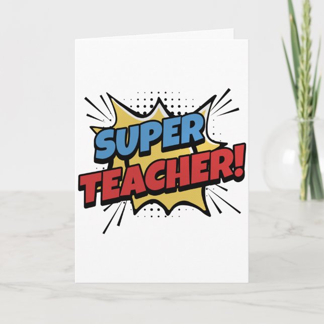 Super Teacher Comic Style Kort (Framsida)