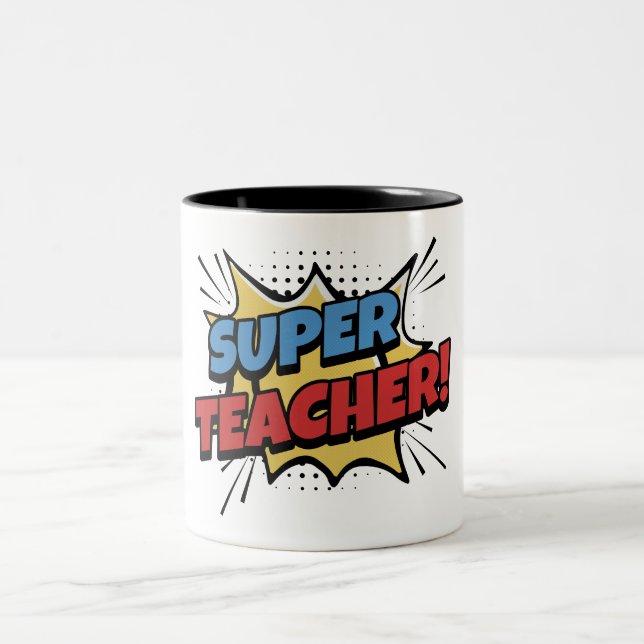 Super Teacher Comic Style Två-Tonad Mugg (Center)