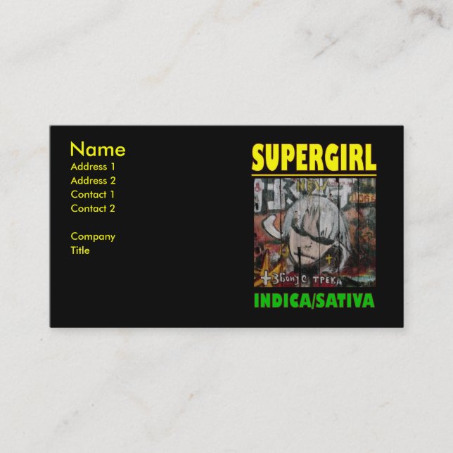 SUPER TJEJE INDICA SATIVA VISITKORT (Framsida)