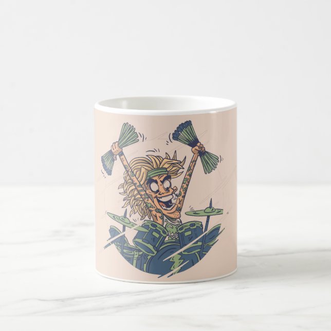 Super Trummis med TRUMSTICKOR spelar trumsolo Kaffemugg (Center)