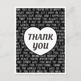 Super Uppriktigt Svart och Vitt Tack Vykort