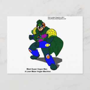 Super Vegan Man (Vår Maskot) Ger Tees & Kort