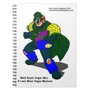 Super Vegan Man (Vår Maskot) Spiral Anteckningsbok Anteckningsbok Med Spiral