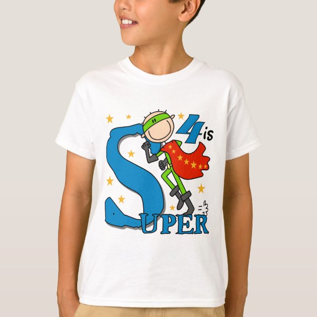 Superassistance Boy 4e födelsedagen Tshirts och Gi (Framsida)