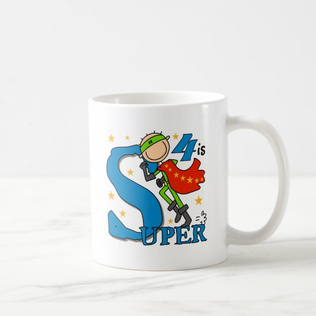 Superassistance Boy 4e födelsedagen Tshirts och Gi Kaffemugg (Höger)