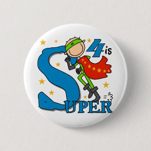Superassistance Boy 4e födelsedagen Tshirts och Gi Knapp