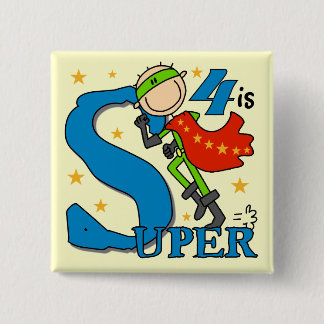 Superassistance Boy 4e födelsedagen Tshirts och Gi Knapp