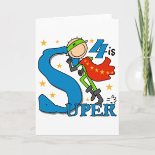 Superassistance Boy 4e födelsedagen Tshirts och Gi Kort