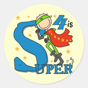 Superassistance Boy 4e födelsedagen Tshirts och Gi Runt Klistermärke
