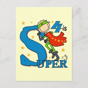 Superassistance Boy 4e födelsedagen Tshirts och Gi Vykort