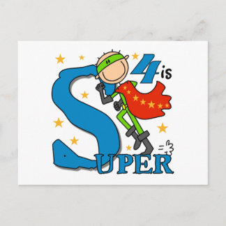 Superassistance Boy 4e födelsedagen Tshirts och Gi Vykort