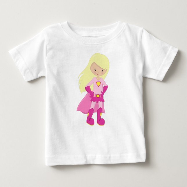 Superassistance Girl, Blonde Hair, Cute Girl, Rosa T Shirt (Framsida)