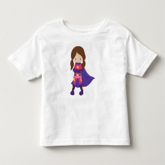 Superassistance Girl, Brown Hair, Cute Girl, Lila  T Shirt (Framsida)