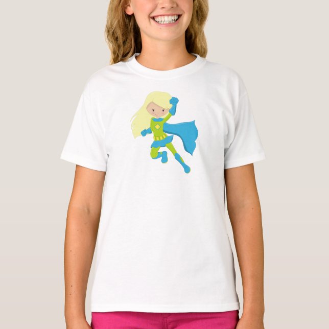 Superassistance Girl, Cute Girl, Blonde Hair, Blue T Shirt (Framsida)