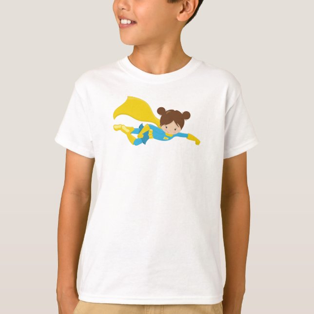 Superassistance Girl, Cute Girl, Brown Hair, Gult  T Shirt (Framsida)