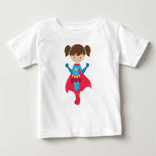 Superassistance Girl, Cute Girl, Brown Hair, Red C T Shirt (Framsida)