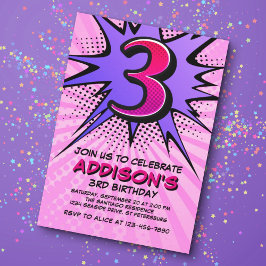 Superassistance Girl's 3rd Birthday Investigation Inbjudningar