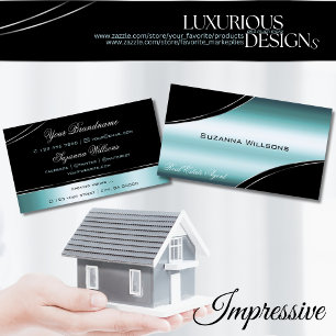 Superb Black Teal Curved Decor Linjer Shimming Visitkort