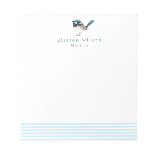 Superb Fairy Wren - Cute Blue Bird Personlig Anteckningsblock (Framsida)