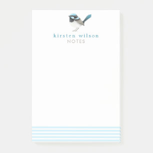 Superb Fairy Wren - Cute Blue Bird Personlig Post-it Block