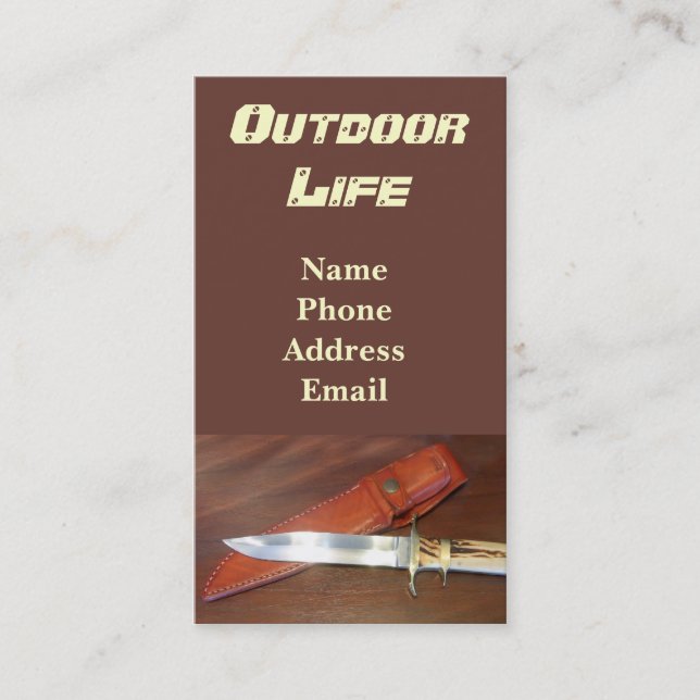 Superb jaktknivar med läderfodral visitkort (Framsida)