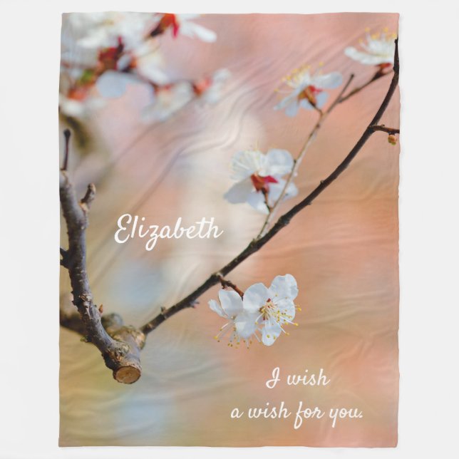 Superb Japanska Apricot Flowers Fleecefilt (Framsidan)