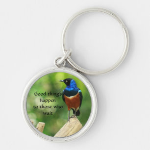 Superb starefågelQuotation KeyChain Rund Silverfärgad Nyckelring