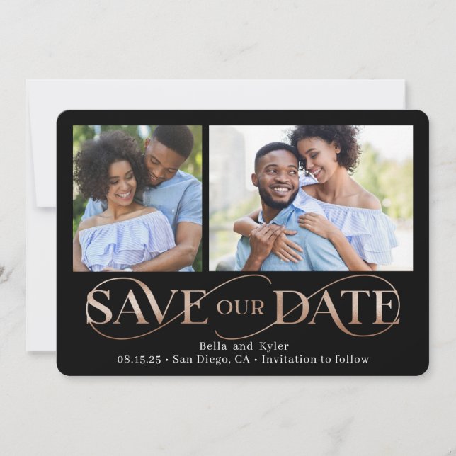 Superb Swirl 2-foton spara datumkortet Julkort (Framsida)