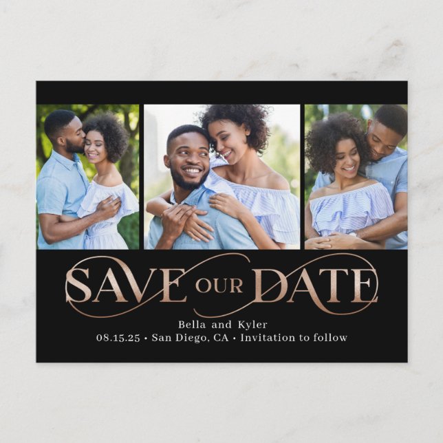 Superb Swirl 3-foton spara vykortet för datum Vykort (Framsida)