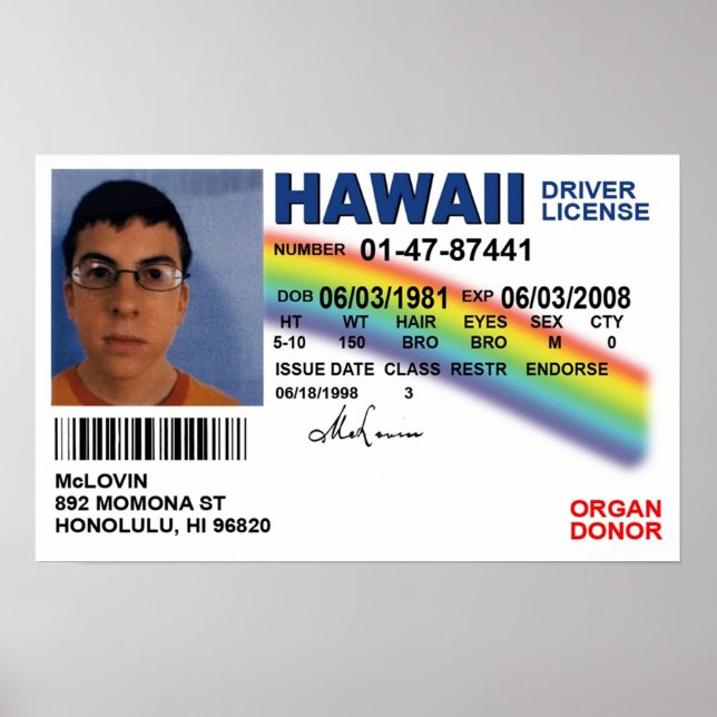 Superbad Fake ID-licens Poster (Framsidan)