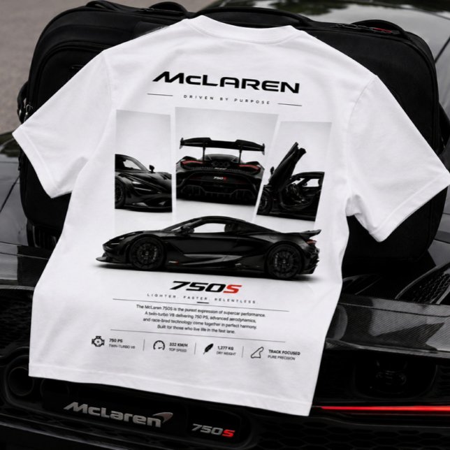 Superbil Grafiskt Tryck T Shirt (McLaren 750S Supercar tee)