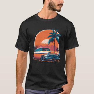 superbil med solnedgång familjevän t shirt