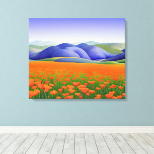 Superblommor   Surreala poppies liggande Canvastryck