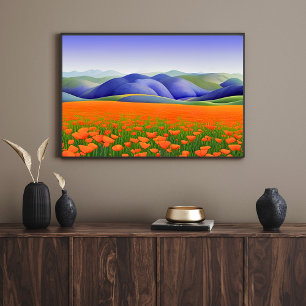 Superblommor   Surreala poppies liggande Poster
