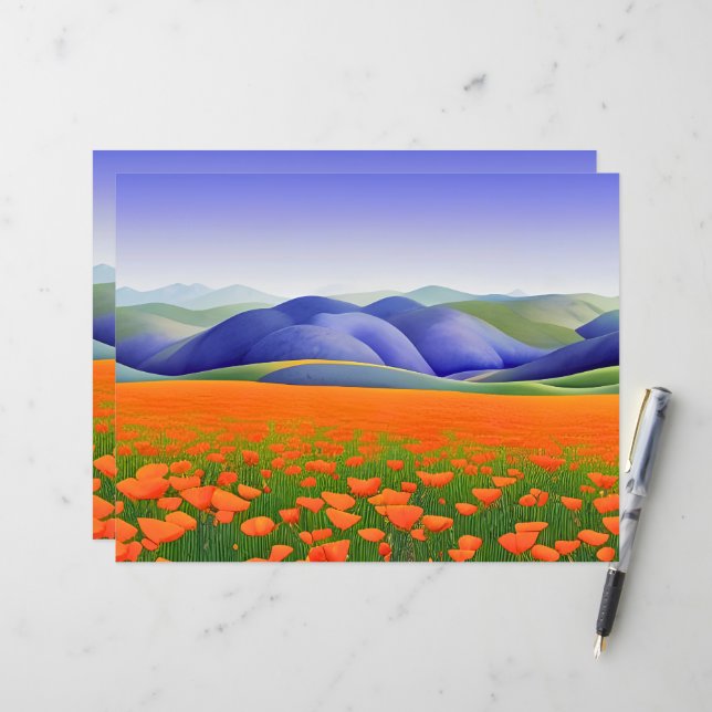 Superblooms | Surreal Poppies Scrapbookpapper (Fram/Back In Situ)