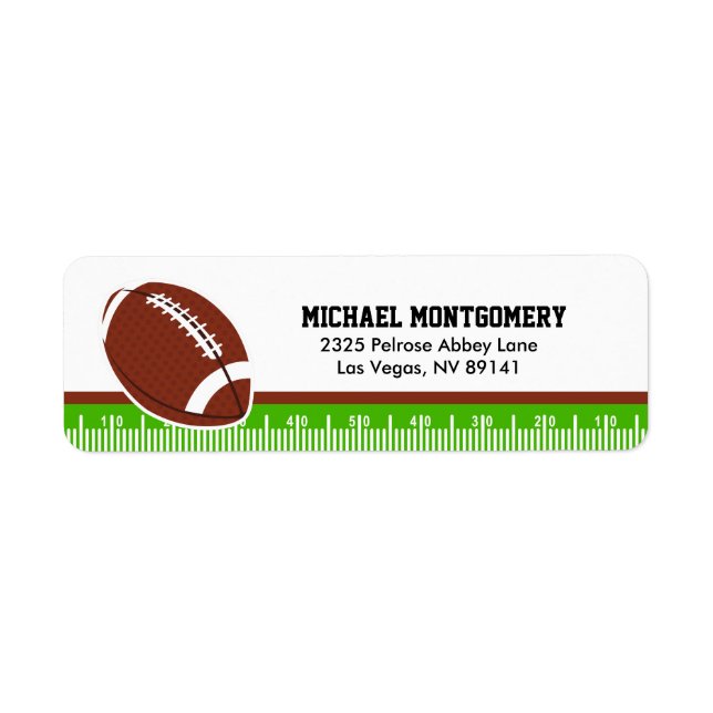 Superbowl Football Rugby Birthday Baby Shower Returadress Etikett (Framsidan)