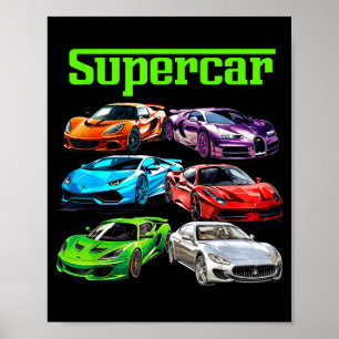 Supercar Cool Car Guy Srts Racing Fan Grafisk Herr Poster